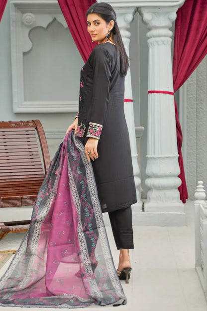 Pakistani Women’s Casual Winter Wear 3-Piece Embroidered  Suit – Dhanak, BLack | 1478 | Designer Rack