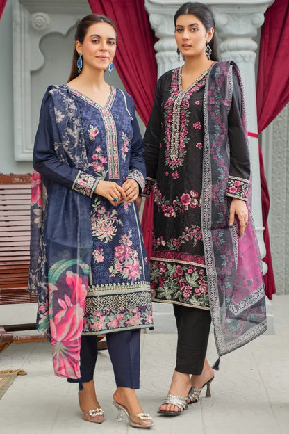 Pakistani Women’s Casual Winter Wear 3-Piece Embroidered  Suit – Dhanak, Blue | 1478 | Designer Rack