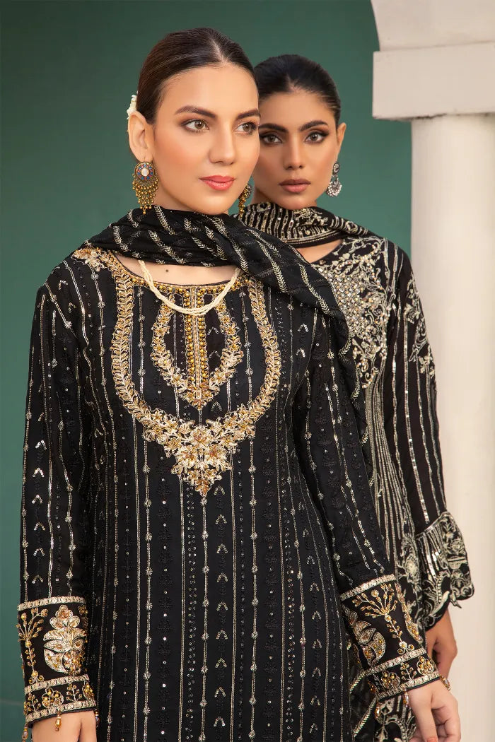 Pakistani Wedding Suit Imrozia Chiffon-1416-BLACK