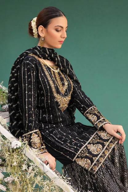Pakistani Wedding Suit Imrozia Chiffon-1416-BLACK