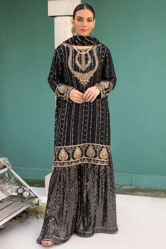 Pakistani Wedding Suit Imrozia Chiffon-1416-BLACK