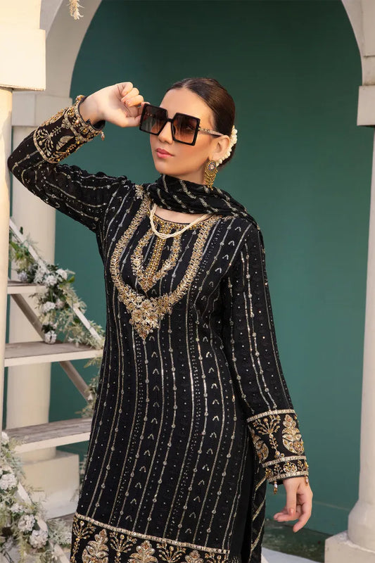 Pakistani Wedding Suit Imrozia Chiffon-1416-BLACK