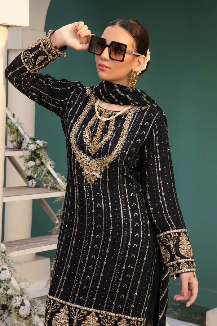 Pakistani Wedding Suit Imrozia Chiffon-1416-BLACK