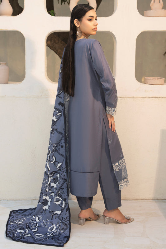 Pakistani Women’s Casual Winter Wear 3-Piece Embroidered  Suit – Dhanak, Gray | 1478 | Designer Rack