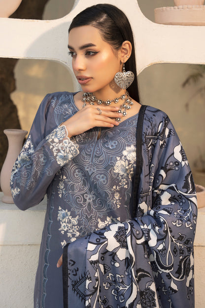 Pakistani Women’s Casual Winter Wear 3-Piece Embroidered  Suit – Dhanak, Gray | 1478 | Designer Rack