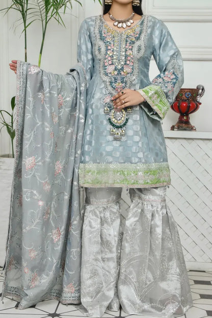Pakistani Fancy Suits Maria B-1412-Grey