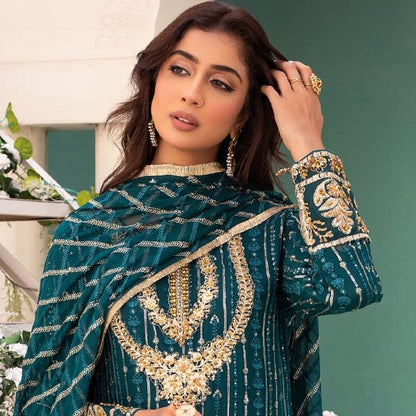 Pakistani Wedding Suit Imrozia Chiffon-1416-GREEN