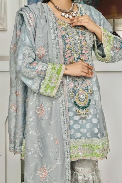 Pakistani Fancy Suits Maria B-1412-Grey