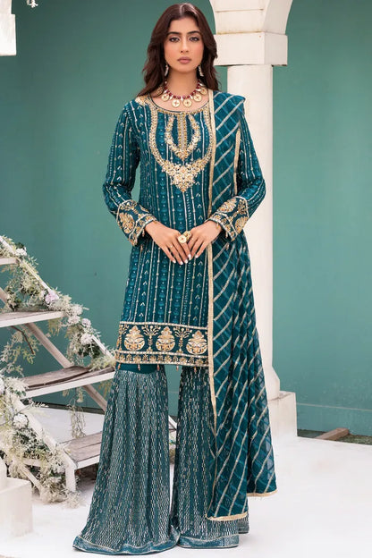 Pakistani Wedding Suit Imrozia Chiffon-1416-GREEN