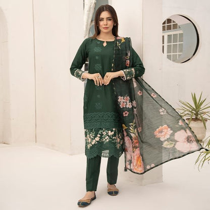 Baroque Embroidered Leaser Cut Lawn 1468 Green