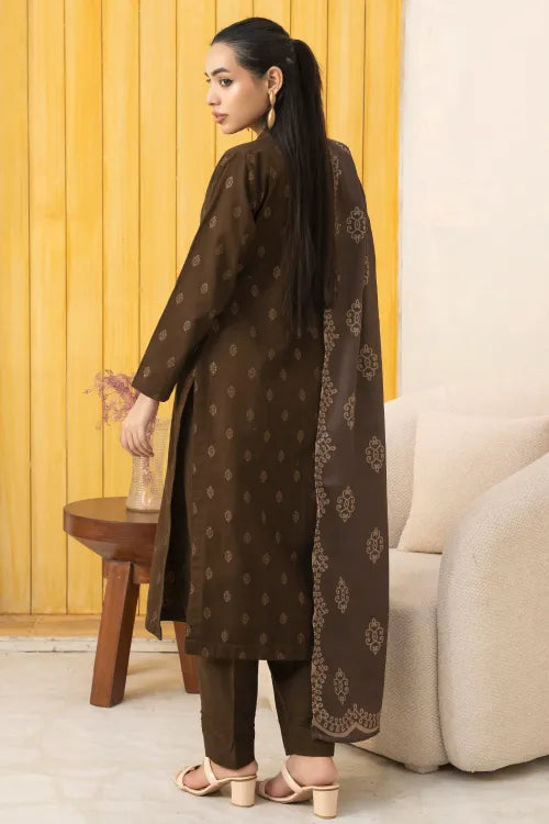 Pakistani Ready to Wear winter Khadder Brown Suit for Women – Winter Designer Collection