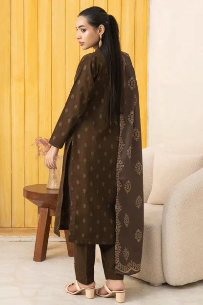 Pakistani Ready to Wear winter Khadder Brown Suit for Women – Winter Designer Collection