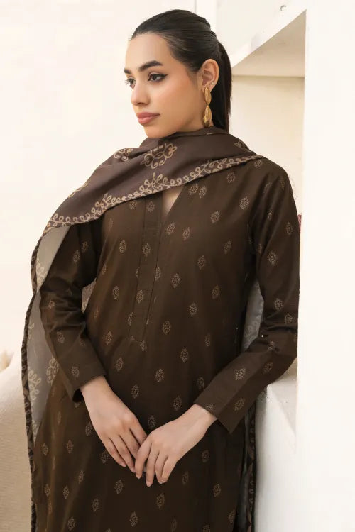 Pakistani Ready to Wear winter Khadder Brown Suit for Women – Winter Designer Collection