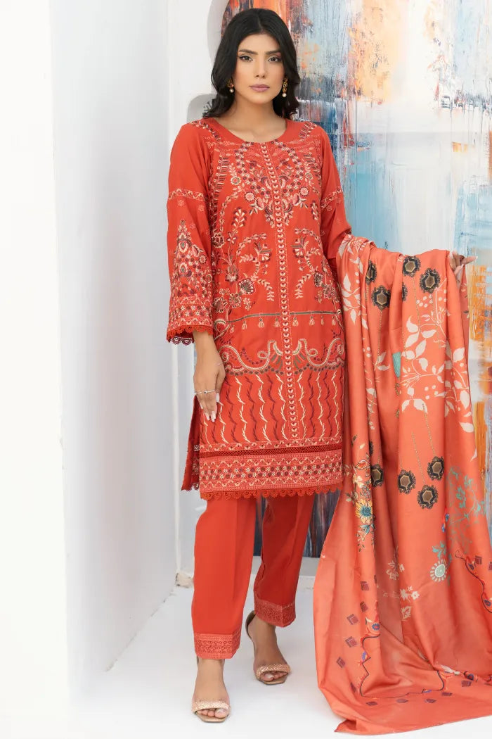 Dhanak Iznik Embroidery Pakistani Suits-1459-Rust