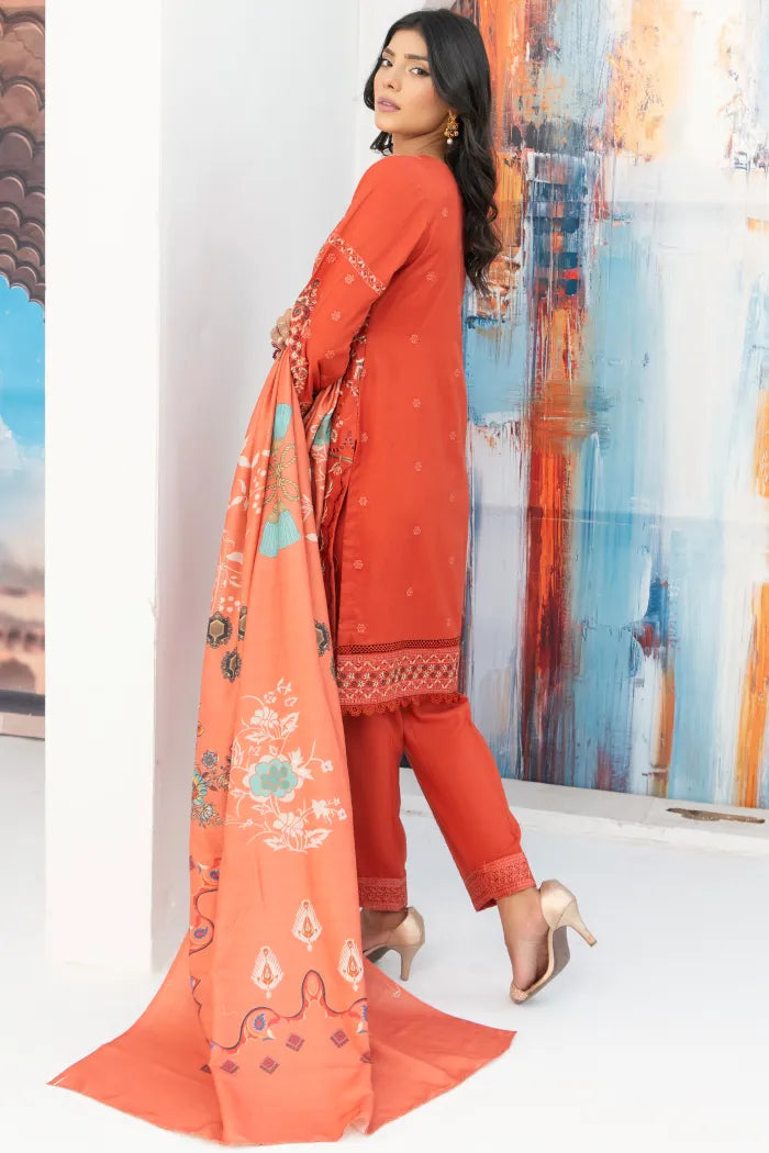 Dhanak Iznik Embroidery Pakistani Suits-1459-Rust
