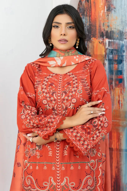 Dhanak Iznik Embroidery Pakistani Suits-1459-Rust