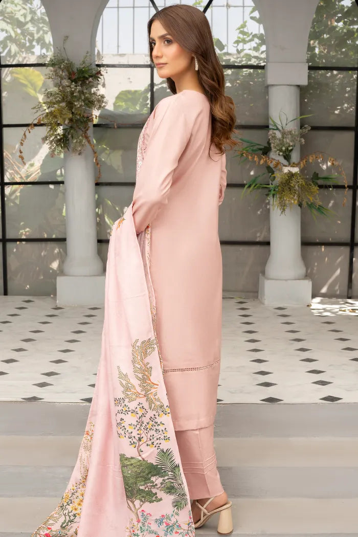 Elaf Dhanak Chikan Kari Suits 1465 Pink