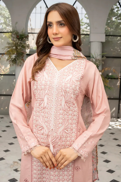 Elaf Dhanak Chikan Kari Suits 1465 Pink