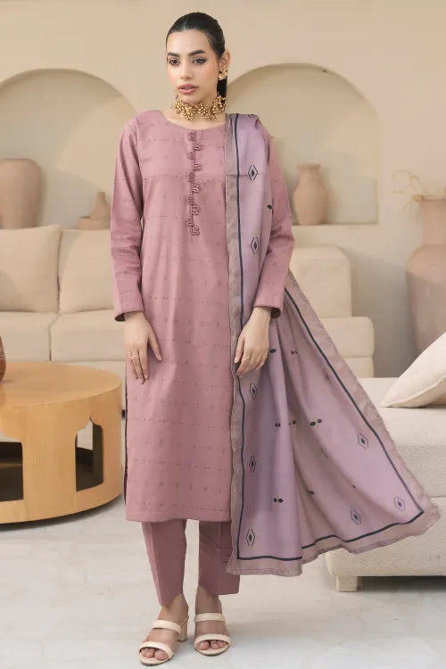 Pakistani Ready to Wear winter Khadder Dusty pink Suit for Women – Winter Designer Collection