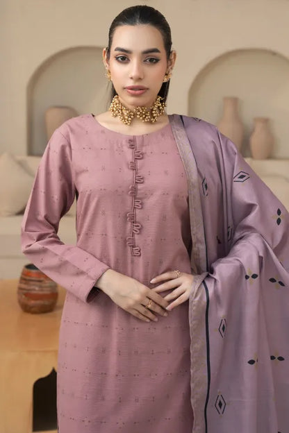 Pakistani Ready to Wear winter Khadder Dusty pink Suit for Women – Winter Designer Collection
