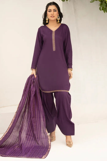 Farshi Shalwar Readymade Linen Purple 1467
