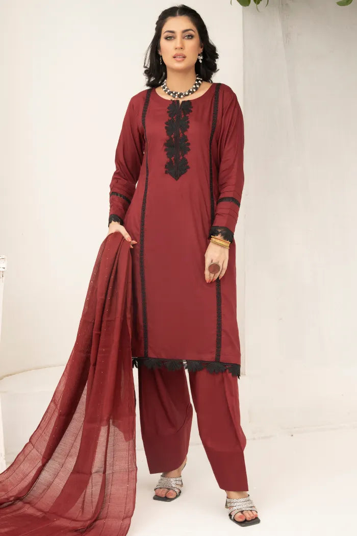 Farshi Shalwar Linen Mahroon 1467