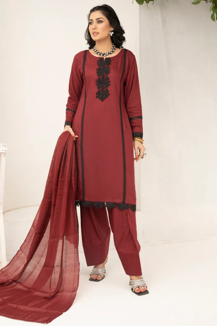 Farshi Shalwar Linen Mahroon 1467