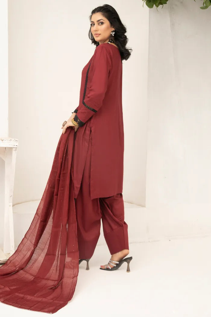 Farshi Shalwar Linen Mahroon 1467