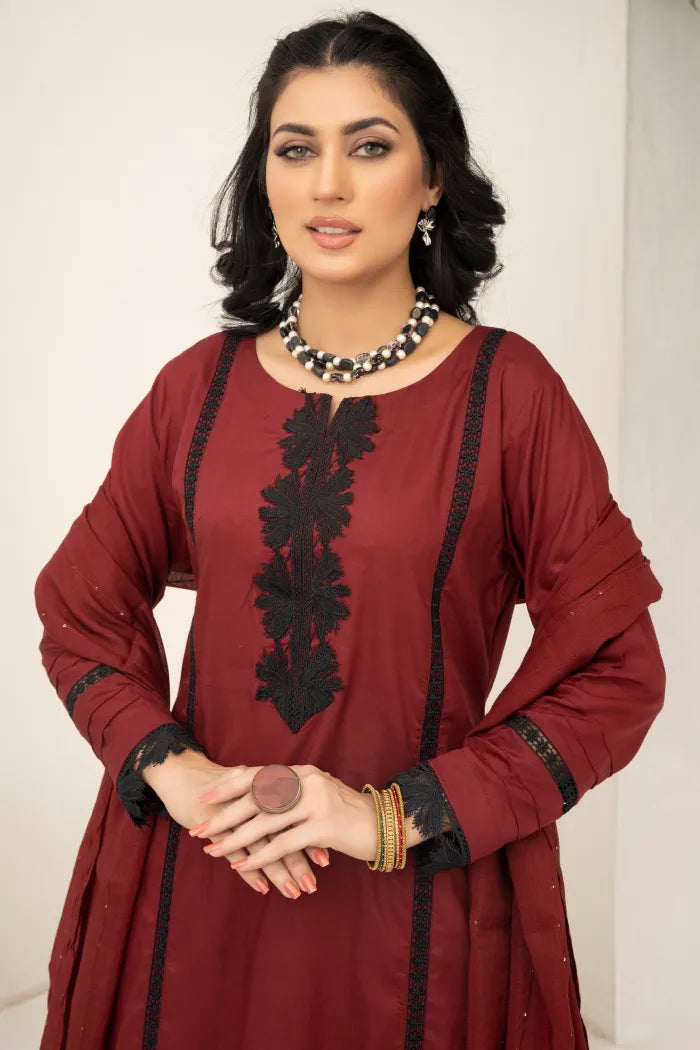 Farshi Shalwar Linen Mahroon 1467