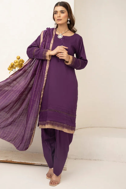Farshi Shalwar Readymade Linen Violet 1467