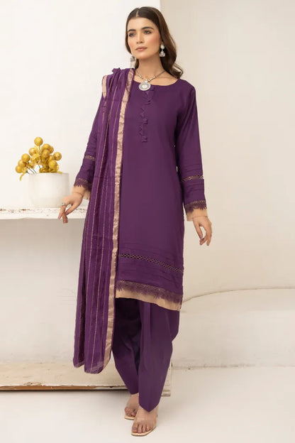 Farshi Shalwar Readymade Linen Violet 1467