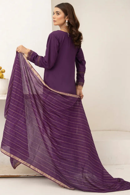 Farshi Shalwar Readymade Linen Violet 1467