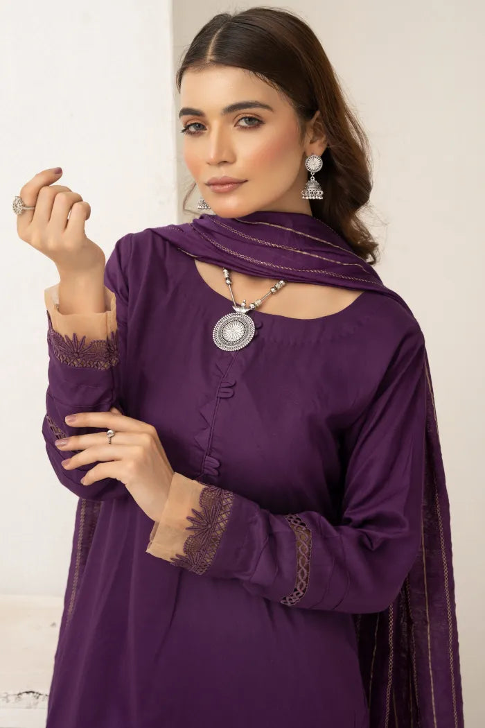 Farshi Shalwar Readymade Linen Violet 1467