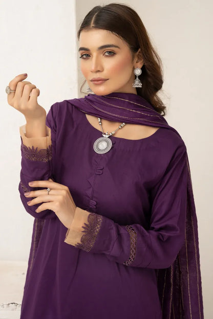 Farshi Shalwar Readymade Linen Violet 1467