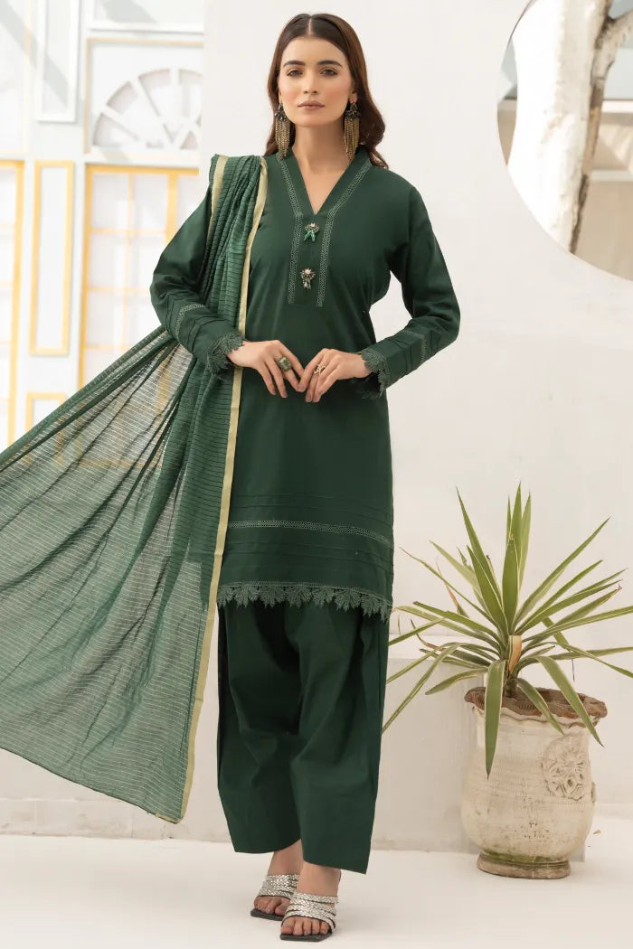 Farshi Shalwar Readymade Linen Green 1467