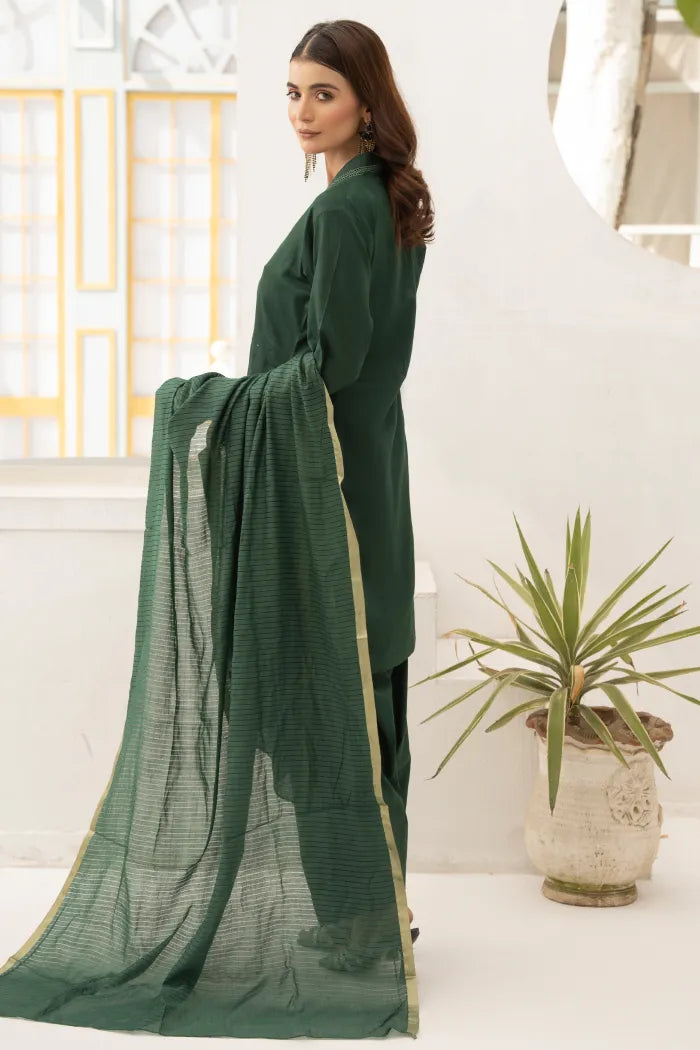 Farshi Shalwar Readymade Linen Green 1467