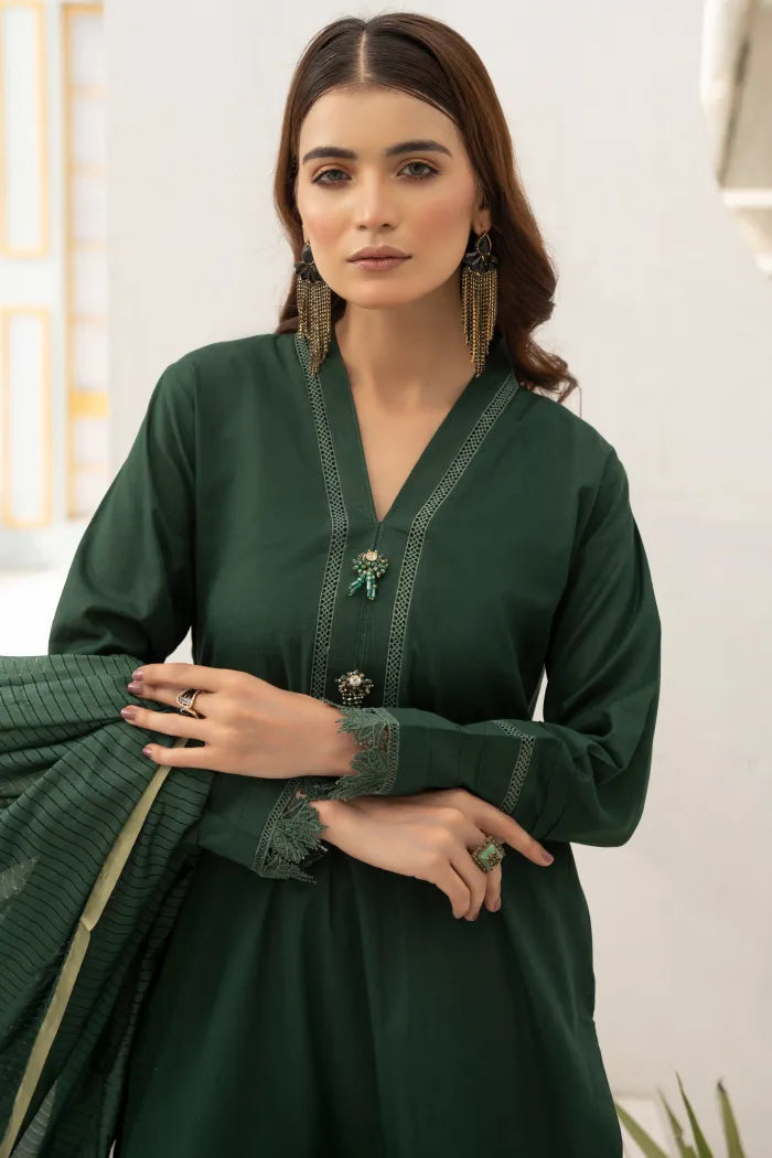 Farshi Shalwar Readymade Linen Green 1467
