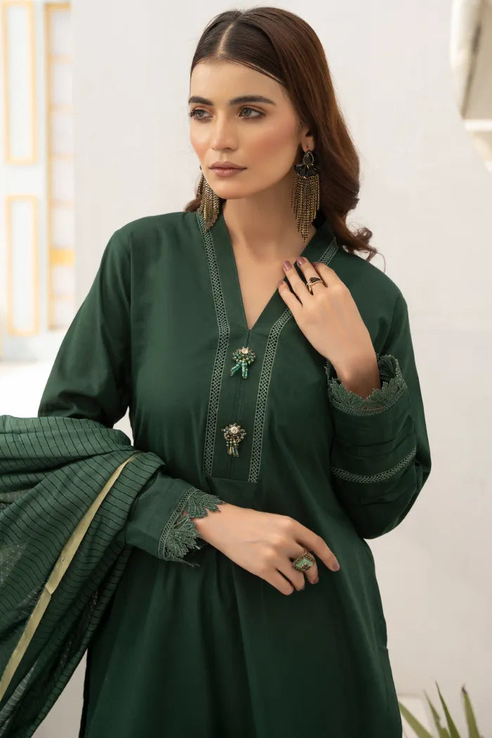 Farshi Shalwar Readymade Linen Green 1467
