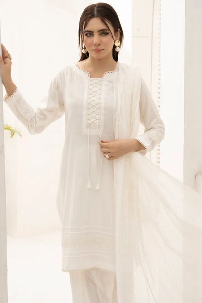 Farshi Shalwar Readymade Linen White 1467