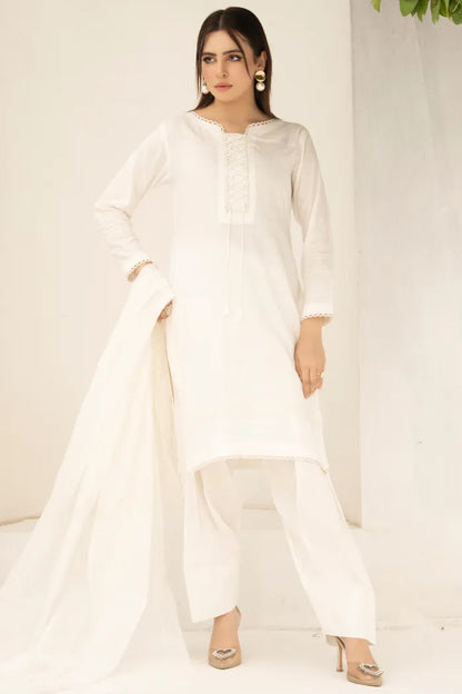 Farshi Shalwar Readymade Linen White 1467