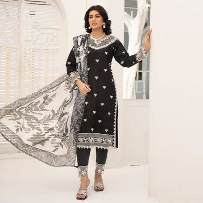 Gul Ahmed Embroidered Doria Lawn 1468 Black White