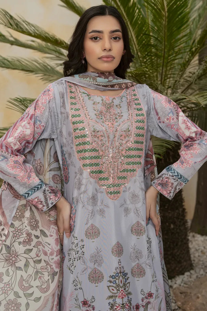 Jade Embroidered Silk 1471 Grey