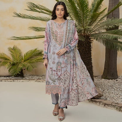 Jade Embroidered Silk 1471 Grey