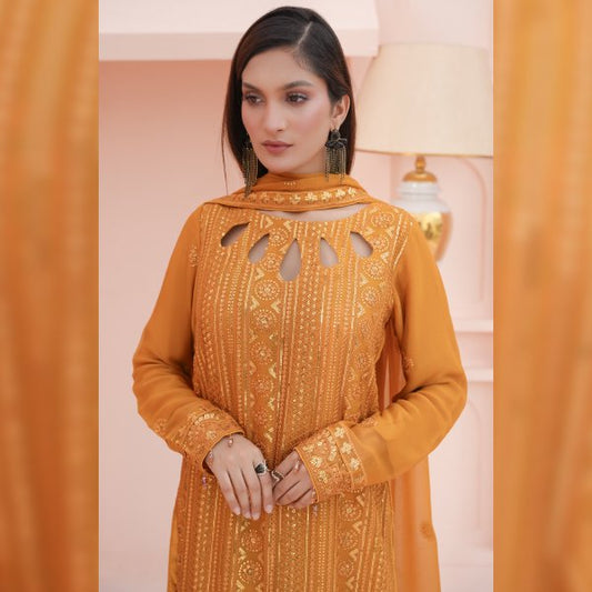 Ladies chiffon by Maria B 1475 Mustard