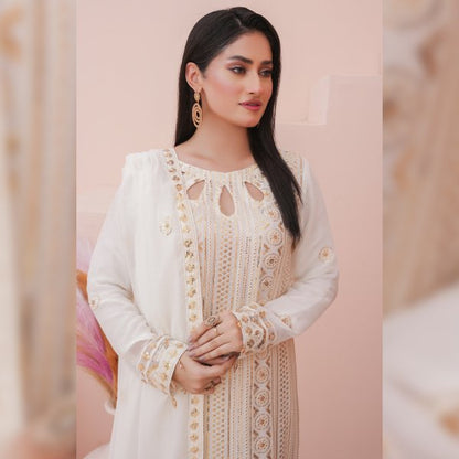 Ladies chiffon by Maria B 1475 Off White