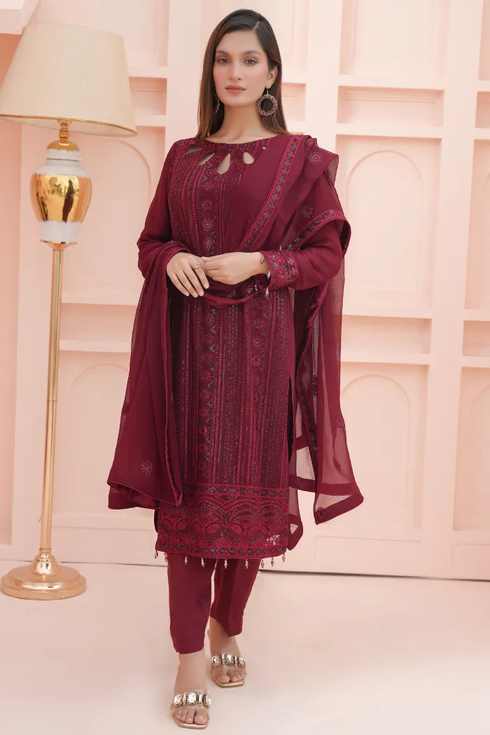 Ladies chiffon by Maria B 1475 Mahroon