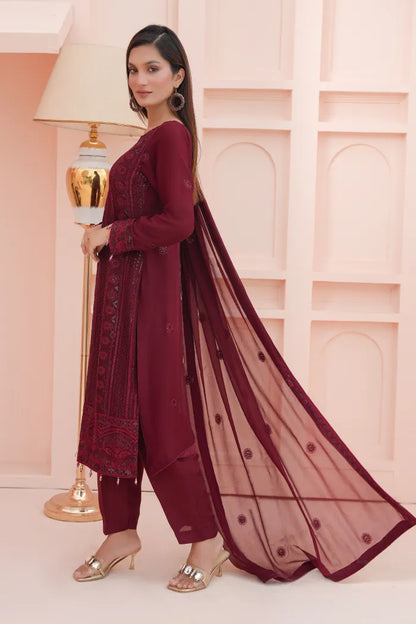 Ladies chiffon by Maria B 1475 Mahroon