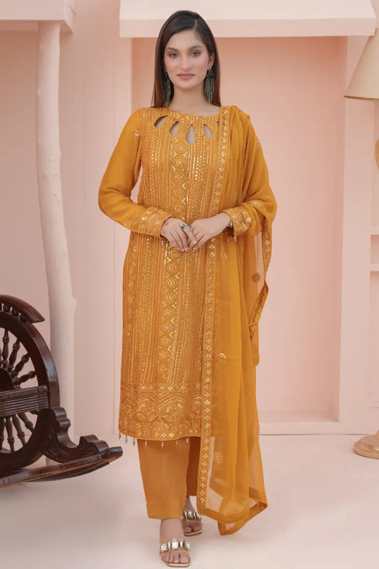 Ladies chiffon by Maria B 1475 Mustard