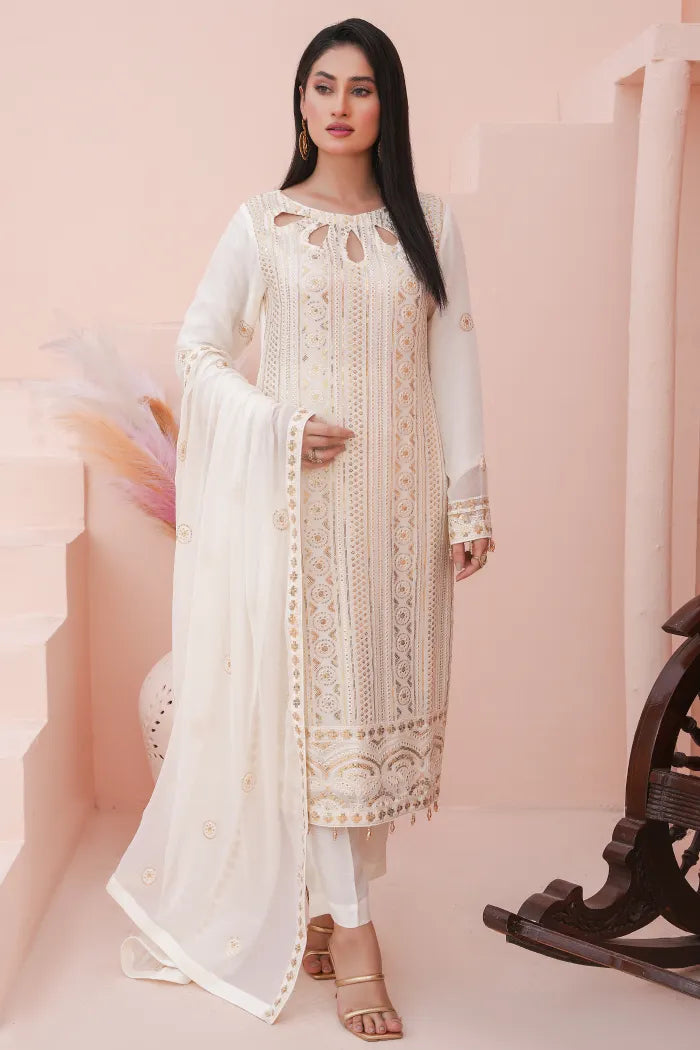 Ladies chiffon by Maria B 1475 Off White