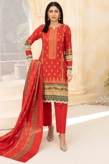 Readymade Embroidery Lawn 1466-Red